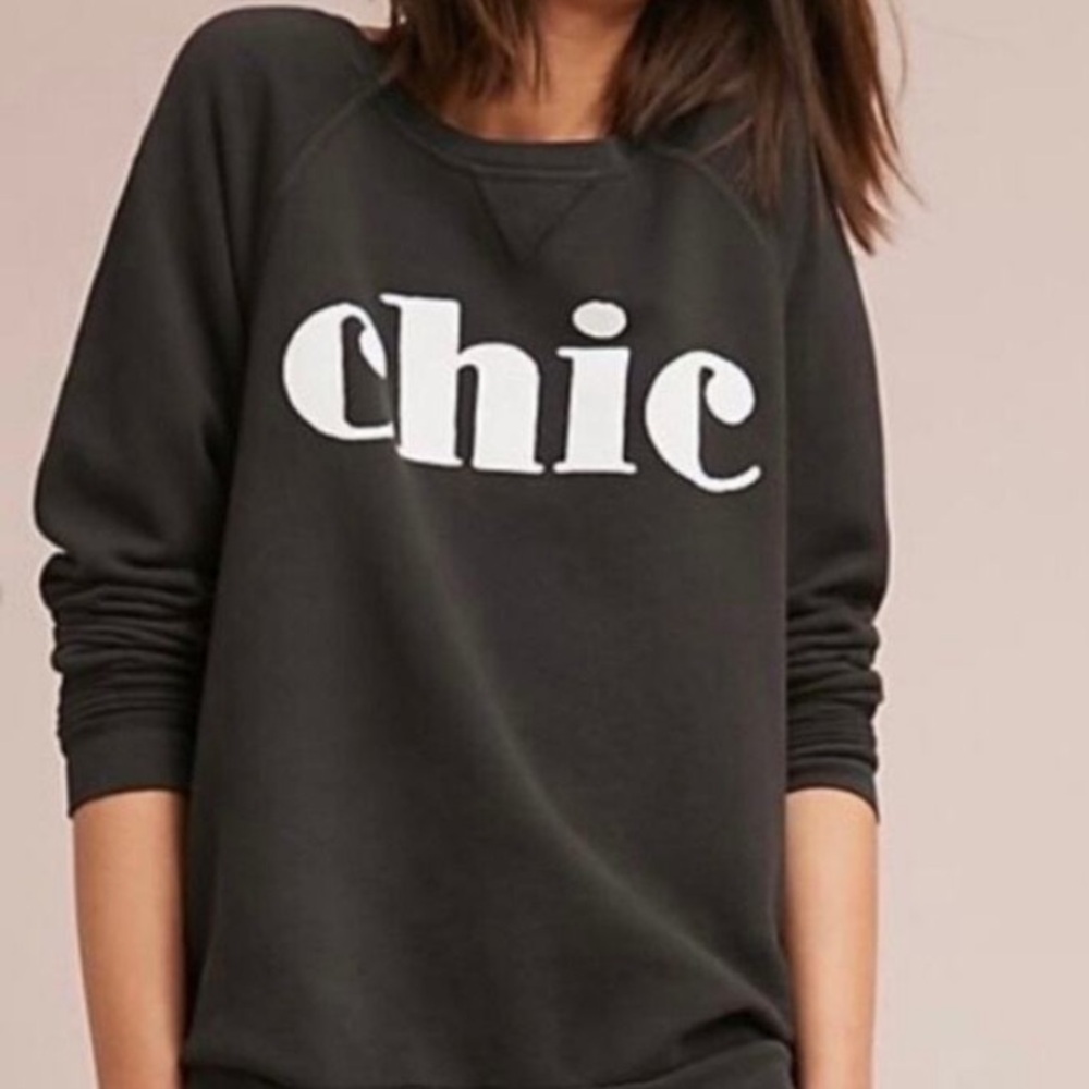 ANTHROPOLOGIE SOL ANGELES Sweatshirt Womens XS Gray Chic Crew Neck Long Sleeve